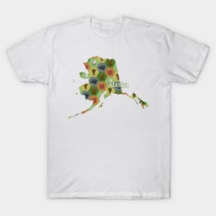 Alaska State Map Board Games T-Shirt